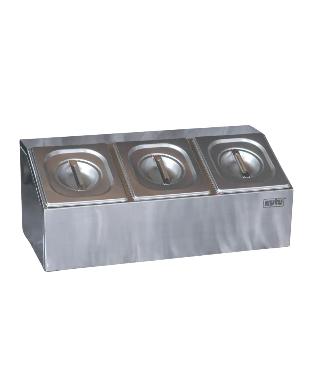 Ingredient Bin Stainless 3 Kompartemen Food Pan Set Wadah Condiment Dispenser Bumbu Dapur | Mutu CMD-3