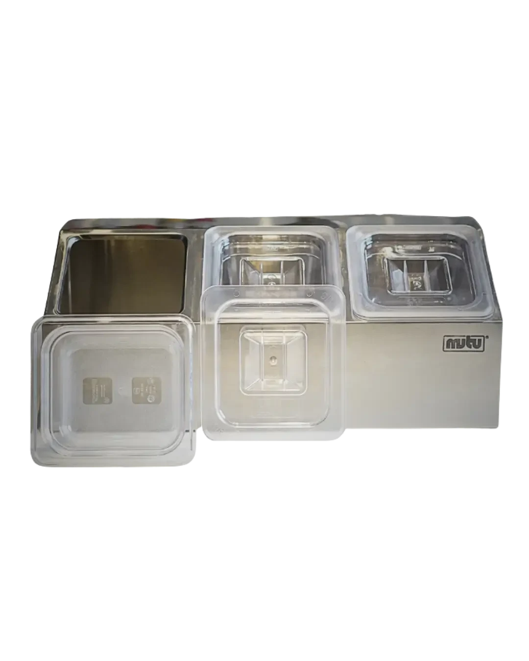 Ingredient Bin Stainless 3 Kompartemen Tray Polycarbonate Wadah Bumbu Praktis | Mutu CMD-3PC