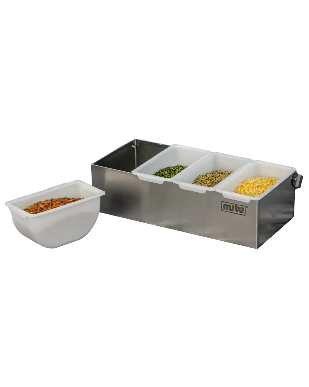 Ingredient Holder Stainless 4 Kompartemen Tutup Transparan Meja Prep | Mutu CMH-4 - 4499