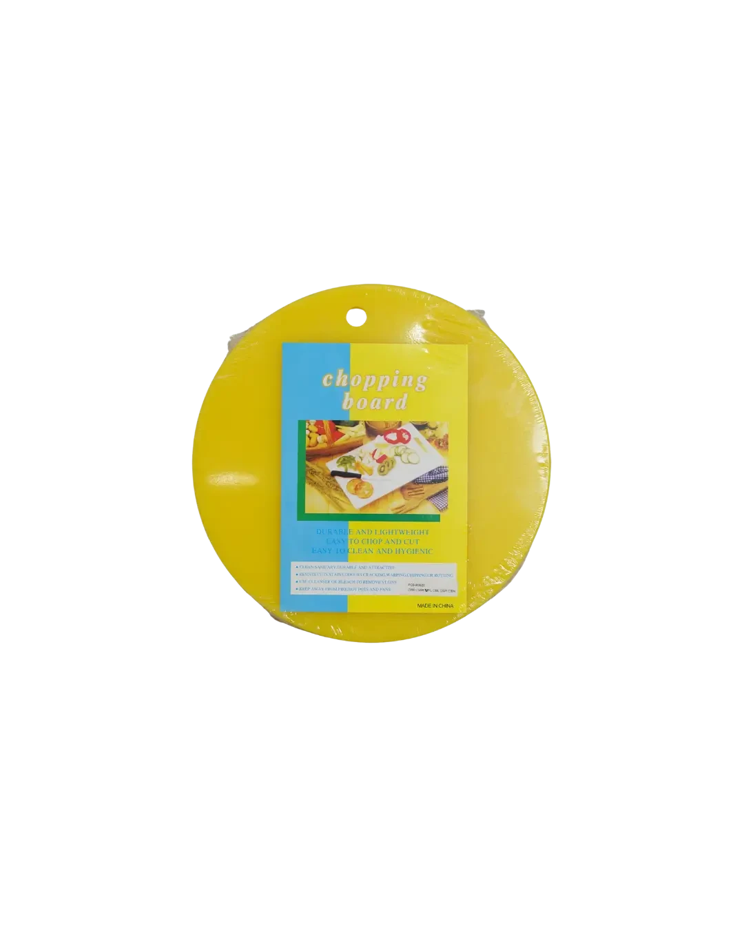 Plastic Round Chopping Board Kuning Kitchen Prep D35cm 2cm | Mutu PCB-R3520YL