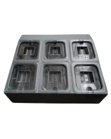 Salad Station Stainless 6 Kompartemen Tray Plastik Food Prep | Mutu CMD-32PC