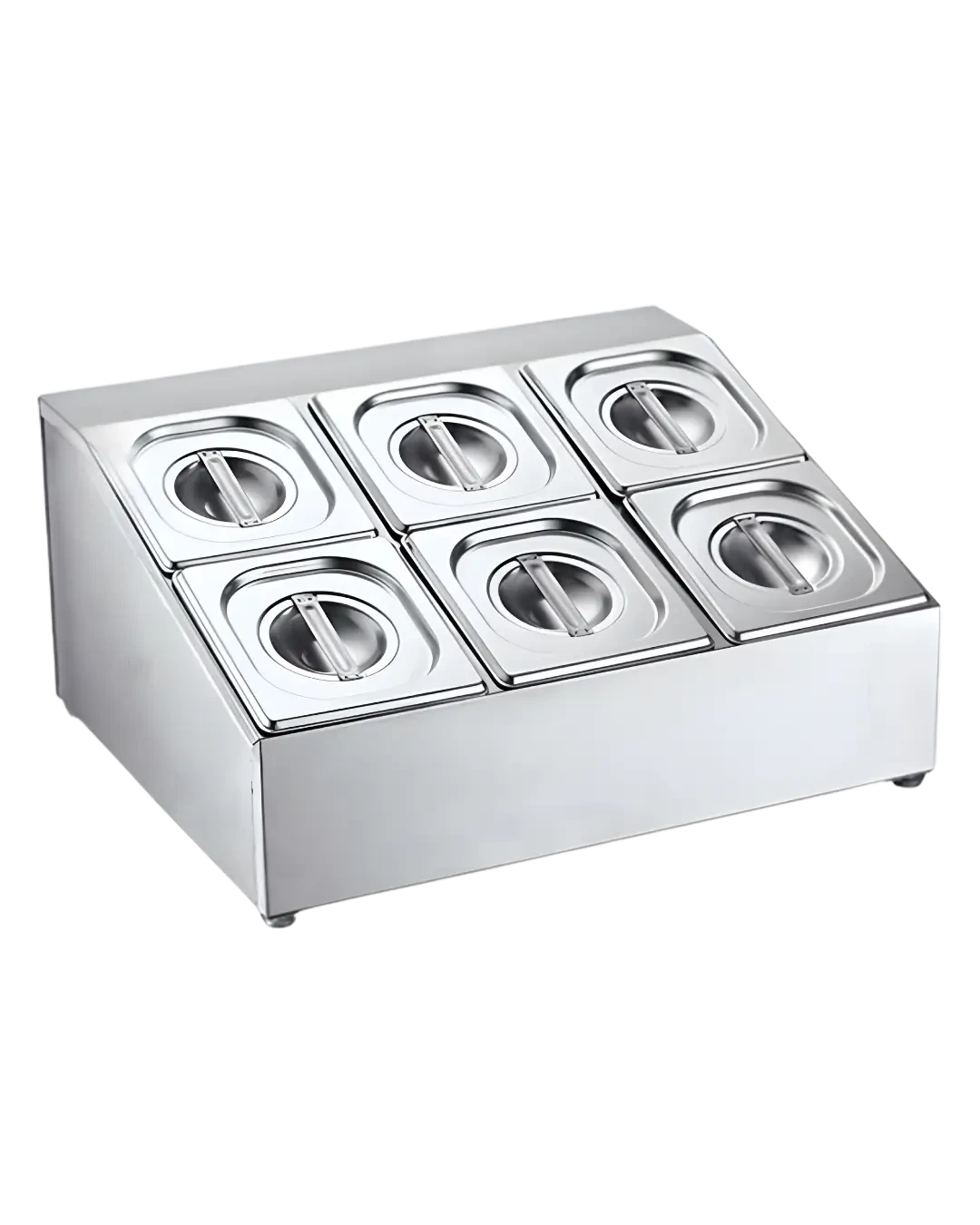 Salad Station Stainless Food Prep Serving Tray Condiment Dispenser Tempat Bumbu | Mutu CMD-32