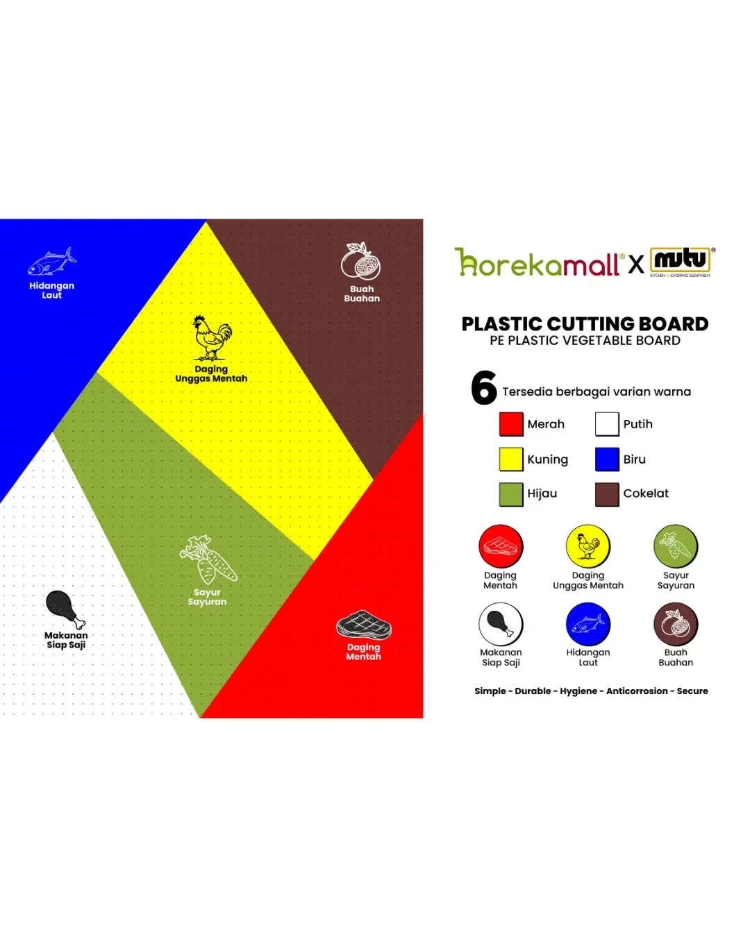 Talenan Plastik Putih Tipis 40x30cm Ketebalan 1,5cm Cutting Board Dapur | Mutu PCB-4315WH - 3340
