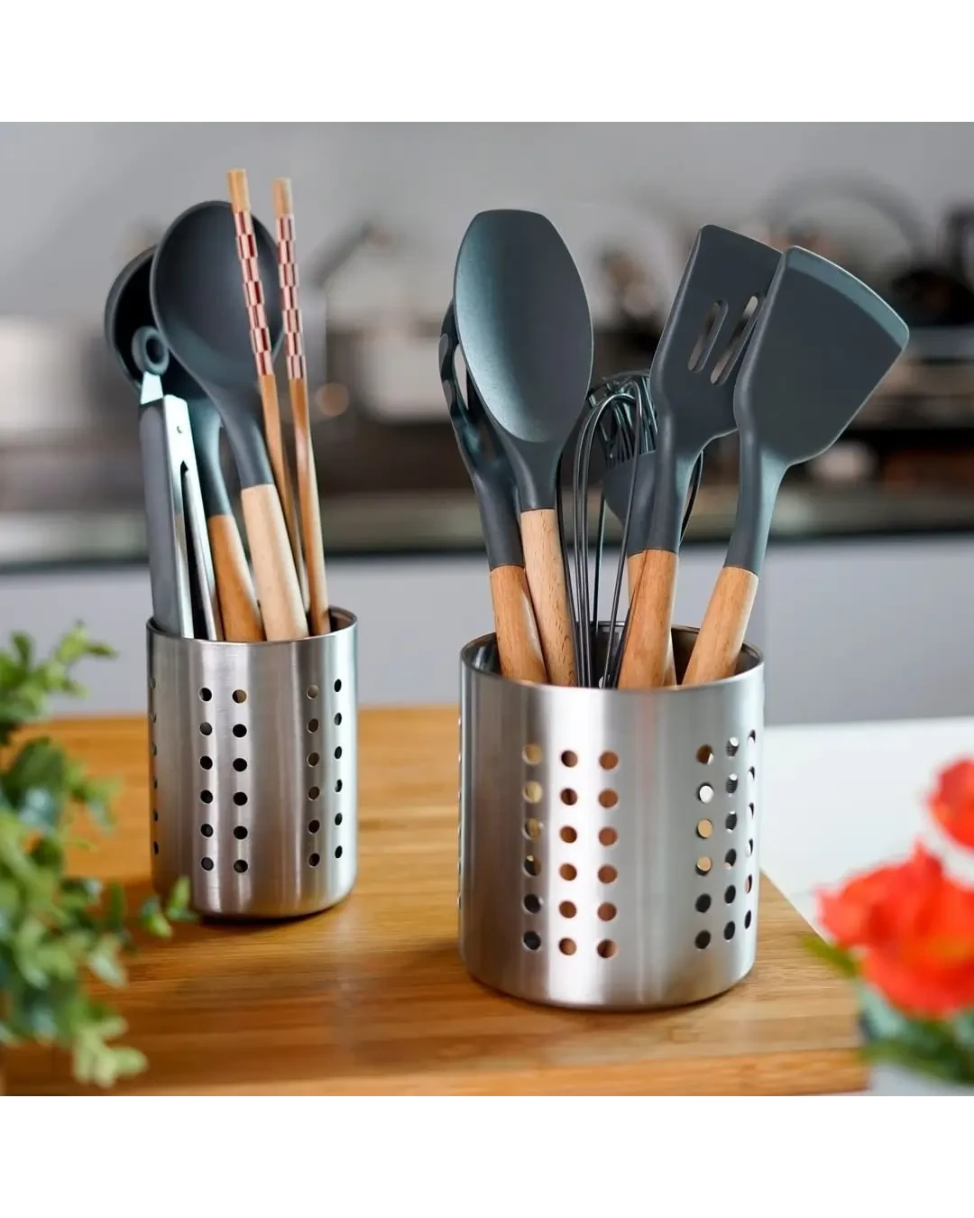 Tempat Sendok Stainless Peralatan Makan Meja Dapur | Mutu CBK-04 - 4621